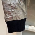 ZARA Outerwear Silver Metallic Bomber Jacket Embroider Floral Butterflies Size M Photo 8