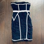 ASOS Vintage Black & Ivory Sexy Ruche Bodycon Strapless Cocktail Dress Size 4 Photo 4