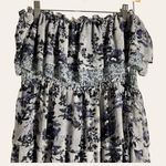 Misa  Nadia Purple Blue Strapless Floral Print Tiered Maxi Dress Size M Photo 11