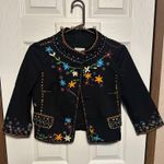 Moschino  Black Blazer with Colorful Floral Embroidery Photo 0