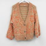 Altar'd State Altar’d State Tan Retro Floral Acrylic Sweater Cardigan Size Medium Photo 5
