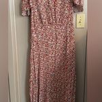 AFRM XL Floral Puff Sleeve Maxi Dress With Left Leg Slit Red Photo 1
