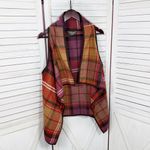 Natural Reflections  Plaid Wide Lapel Open Front Vest Multicolor Medium Photo 5
