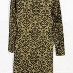 Fendi  Wool Blend Knit Sweater Brocade Damask Dress Metallic Gold Brown Photo 0