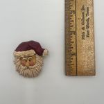 Vintage Cute Santa Claus Face Christmas Holiday Brooch Pin Festive Accessory Brown Photo 2
