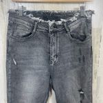 RISEN LOS ANGELES High Rise Distressed Jeans Frayed Hem Waist Dark Grey size 30 Black Photo 1