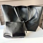 Victoria's Secret Large Black Faux Leather Tote Bag Tassel Rainbow Sequi… Photo 5