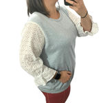 Skies Are Blue Floral Eyelet Ruffle 3/4 Sleeve Crewneck Pullover Knit Sweater 2X Photo 70