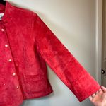 David Brooks Suede Jacket Red Snap Front Moto Minimalist Women's Sz Large Petite Photo 3