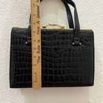 Unique Vintage DOFAN France Black Alligator Croc Embossed Leather Clutch Handbag Photo 7