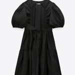 ZARA  Black Puff Sleeve Open Back Cocktail A Line Tiered Mini Dress Size XS Photo 7