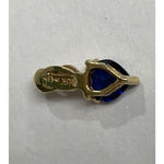 10K Yellow Gold Lab Created Sapphire and Diamond Chip Pendant Blue Photo 2