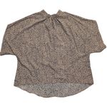 SheIn Animal Print Top Plus 1X 14 16 Tan Tie Back Neck‎ Shirt Blouse Work Wear NEW Photo 1