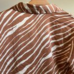 A New Day  Women's Brown Zebra Print Satin Button Down Shirt - Size Small - NWT Photo 8