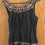 Lucky Brand women’s black tank top with embroidery on neckline size large Photo 5