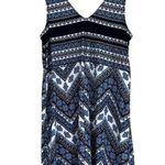 Three Pink Hearts Mini Dress Womens L Blue White Sleeveless Beachy Mediterranean Size L Photo 2