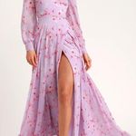 Lulu’s My Whole Heart Lavender Floral Print Long Sleeve Wrap Dress Size Small Purple Photo 0