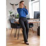 Betabrand NEW  Classic Dress Pant Yoga Pants Straight-Leg Black Pinstripe Size M Photo 3