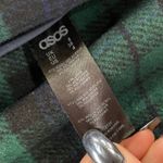 ASOS Coat Womens 4 Blue Green Plaid Hooded Pom Pom Jacket Wool Blend Photo 3