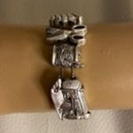 None Vintage Sewing Charm Bracelet Scissors, Thread & Machine Links Photo 2