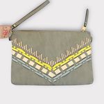 Stylish Gray Tribal Clutch with Colorful Accents Photo 1