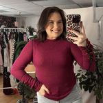 Free People maroon ribbed waffle knit thermal mock neck Photo 0