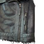 Forever 21 Faux Leather Shearling Fur Vest Jacket Black Small Rocker Sleeveless Photo 9