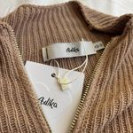 Adika  Beige Double Zipper Ribbed Long Sleeve Jacket Photo 2