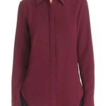 Theory  Sunaya Urban Crepe Shirt - Merlot - Small Photo 0