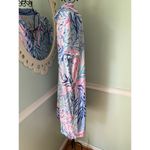 Lilly Pulitzer  UPF 50+ Sadie Polo Dress Crew Blue Kaleidoscope Coral Size Large Photo 3