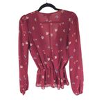 Slate + Willow Womens Top Blouse Sheer Gathered Waist Floral Red XS Photo 1