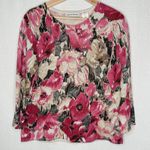 Alfred Dunner  Floral‎ 3/4 Sleeve Womens PXL Pink Sequins Accents Sparkly Photo 0