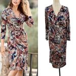 Peruvian Connection  Imari Faux Wrap Dress‎ Jersey Abstract Print Size XL Photo 1