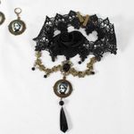 Handmade Victorian Goth Ophelia's Woe Crying Victorian Woman Earrings and Lace Choker Set Photo 1