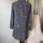 Rebecca Taylor Gray Floral Silk Drop Waist Dress size 4 Long Sleeve Ruffles Photo 1