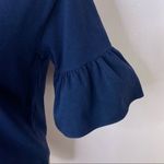 J.Crew  Ruffle Sleeve Shirt Navy Blue XXS Cotton Short Sleeve Photo 7