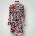 RESA Iris Floral Faux Wrap Mini Dress Black Multicolor Long Sleeve Size Small‎ Photo 6