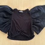 ZARA Black Ruffle Sleeve Crop Top Photo 4