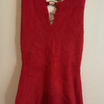 Tiger Mist Red Fuzzy Open Back Halter Romper - Women's XL Photo 0