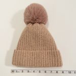 Knit Beanie Hat Faux Fur Pom Pom Cozy Warm Winter Snow Fleece Lined Ski Bunny Tan Photo 4