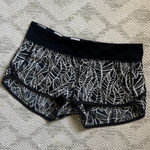 Lululemon  Printed Running Shorts Women's Black White Leaf Pattern Athletic Photo 0