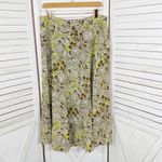 Charter Club Linen Paisley Floral Tropical Midi Skirt Green Brown 10 Flare Photo 7