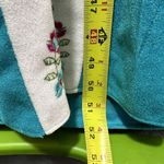 Vintage 60s‎ Sears Day Home Wear House Coat M Zip Robe Embroidered Turquoise Blue Size M Photo 2