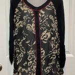 Charlie Hustle Charming Charlies Floral Sheer Button Up Long Sleeve Blouse Women's Size L Photo 0