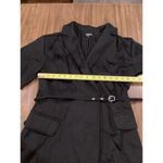 4SI3NNA Lorenzo Short Sleeve Belted Blazer Dress Notch Collar Black Medium Photo 6