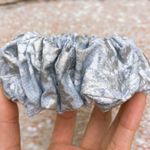 CHUBBY Scrunchie Baby Blue Silver Metallic Floral Thick Scrunchie Hair Tie Hair Accessories Photo 2