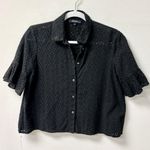Madewell  Eyelet Bell-Sleeve Collared Button-Up Shirt Black Women's Size S Photo 0
