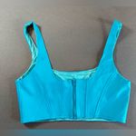 Amanda Uprichard  Cropped Leather Looking Top Turquoise‎ Size Small Photo 1