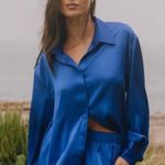 Daily Drills  Silky Cobalt Button Down Photo 0