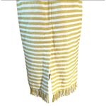 LPA ‎ Strapless Bodycon Dress Yellow White Stripe Midi Size Medium Fringe Hem Photo 5
